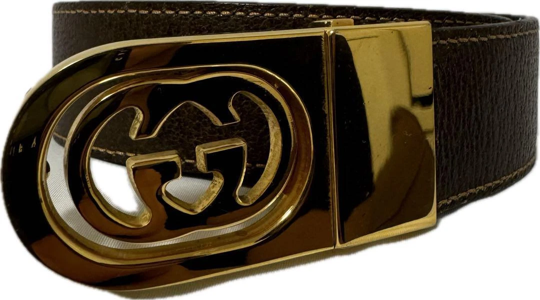 Ceinture femme GUCCI à emboîtement doré accessoire de mode authentique