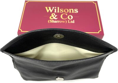SHARROW Genuine Leather Pipe Tobacco Pouch with 2 ZIPS and Button
