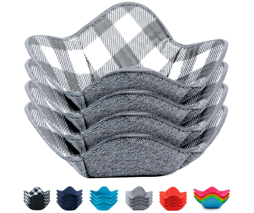 Microwave Safe Bowl Cozy Set of 4 Heat Resistant Hot Plate Holders for Bowls & Dishes  