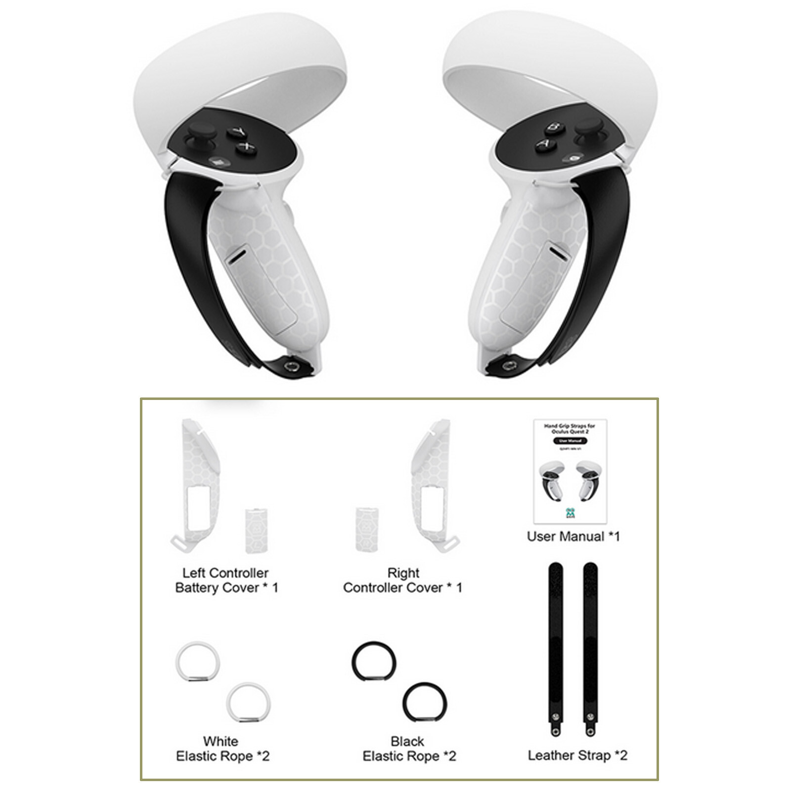 Quest 2 VR Headset Controller Battery Cover Grip Strap Accessories-image