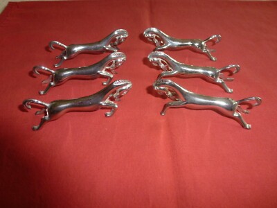 Lot De 6 Porte-couteaux En Métal Argenté - Forme Cheval, Zoomorphe, Déco Table