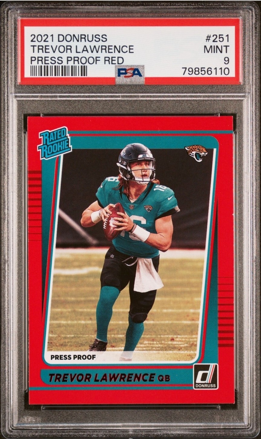 2021-22 Panini Donruss Red Press Proof Trevor Lawrence Rookie Card Psa 9 Jaguars