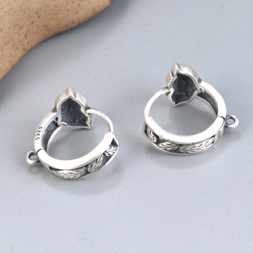 Genuine 925 Sterling Silver Lotus Hoop Earring Jewellery Design Findings A4154 - Image 4 of 4