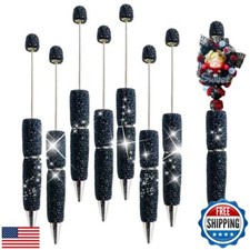 KUNHEHO 7Pcs Glitter Beadable Pens Full Rhinestone Fancy Pen for Beads Cute J