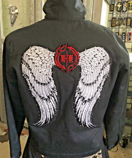 Vintage Hellenbach Biker Ladies Work Mechanics Jacket Zip Bling Wings Size Med
