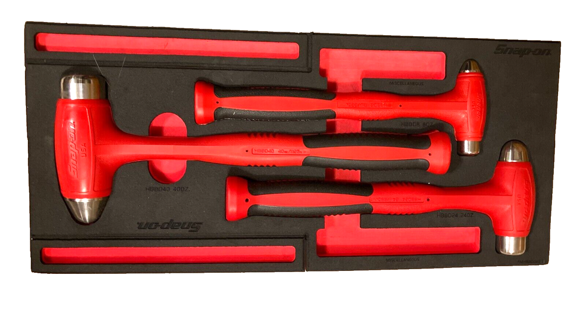 New Snap-on™ Red Ball Peen Dead Blow Hammer Set HBBD3FR 16 24 32 oz HBBD16 New Snap-on™ Red Ball Peen Dead Blow Hammer Set HBBD3FR 16 24 32 oz HBBD16
