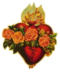 Iron on Patches Religious Cotton Red Sacred Heart Catholic Rose Shirt