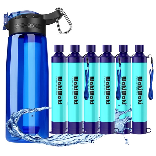 Water Filter Bottle Camping,Hiking,Personal Water Filter Straw Portable Purifier - Afbeelding 1 van 24