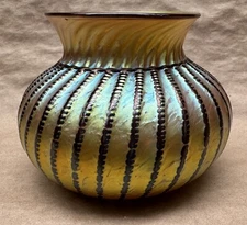 Lundberg Studios Art Glass Basket Weave Vase