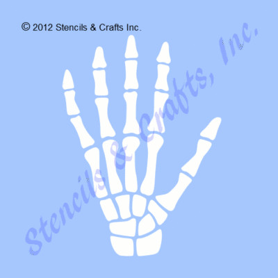 SKELETON HAND STENCIL BONES BONE STENCILS FLEXIBLE TEMPLATE CRAFT NEW 6'' X 5''