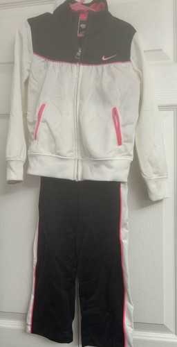 Girls Nike Tracksuit Black/White/Pink Size 6 Jacket Size 5 Pants