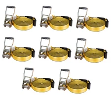 (8 Pack) 2"X40' Ratchet Straps w/flat hook, WLL 3333 Tie Down Strap