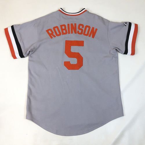 Brooks Robinson Baltimore Orioles Majestic Cooperstown Gray Away Baseball Jersey - Picture 8 of 11