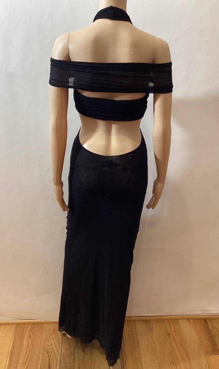 JEAN PAUL GAULTIER SOLEIL SS 1999 CUTOUT SHEER MESH BODYCON MAXI