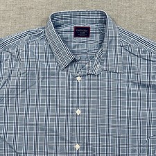 Untuckit Shirt Mens XL Blue Plaid Relaxed Fit Nylon Stretch Performance