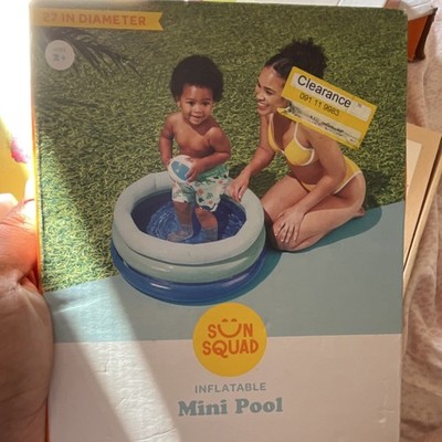 Sun Squad Inflatable Mini Round Pool 27in Blue Gray 2-Ring Inflatable Pool