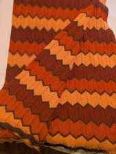 Handmade Crochet Afghan Throw 3 Color Red Mar...