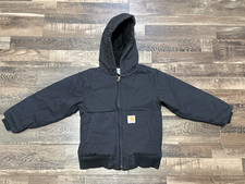 Carhartt Hooded Black Jacket Quilted Lined Size Youth XXS 4-5 Kid's Unisex
