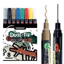8 Colors Dual-tip Permanent Paint Markers Oil Based Waterproof