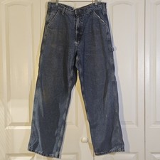 Y2K Carpenter Jeans Mens 36x31 90s Destroyed Baggy Skater Streetwear Grunge