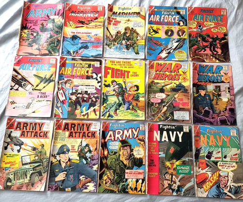 OLD VINTAGE CHARLTON 12 CENT COMIC BOOKS - CDC WAR COMICS ~ Lot Of 15 ...