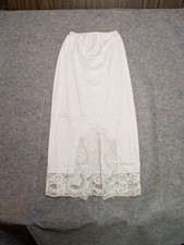 Vintage White Slip Full Length Medium Lace Trim Nylon Greenco Maid Slit Prairie