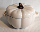 Fall Pumpkin Ceramic Soup Bowl / Candy Dish with Lid White 6" Diameter