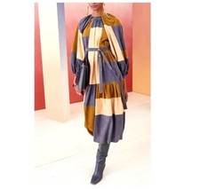 NWT NEW Ulla Johnson Bernadine Lambskin Suede Colorblock Midi Dress Sz. 4 $1795
