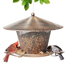 Bird Feeder for Outdoor Rainproof Weatherproof Metal Hanging Wild with 9.8"Roof