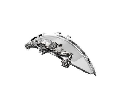 Skeleton Skull Chrome Fender or Visor Ornament Statue (S) fits 5-3/4"" Headlight