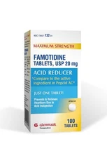 Glenmark Maximum Strength Famotidine 20 Mg 100 Tablets Acid Reducer Heartburn