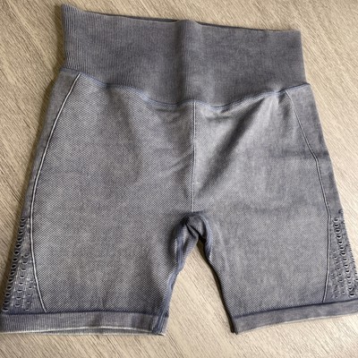 Kashi Women s Athletic Ribbed Shorts Wide Waist Size Large Blue