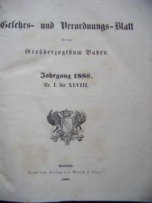 Gesetzes- Verordnungsblatt für das Großherzogthum Baden 1879 Nr. I. bis LXIV.