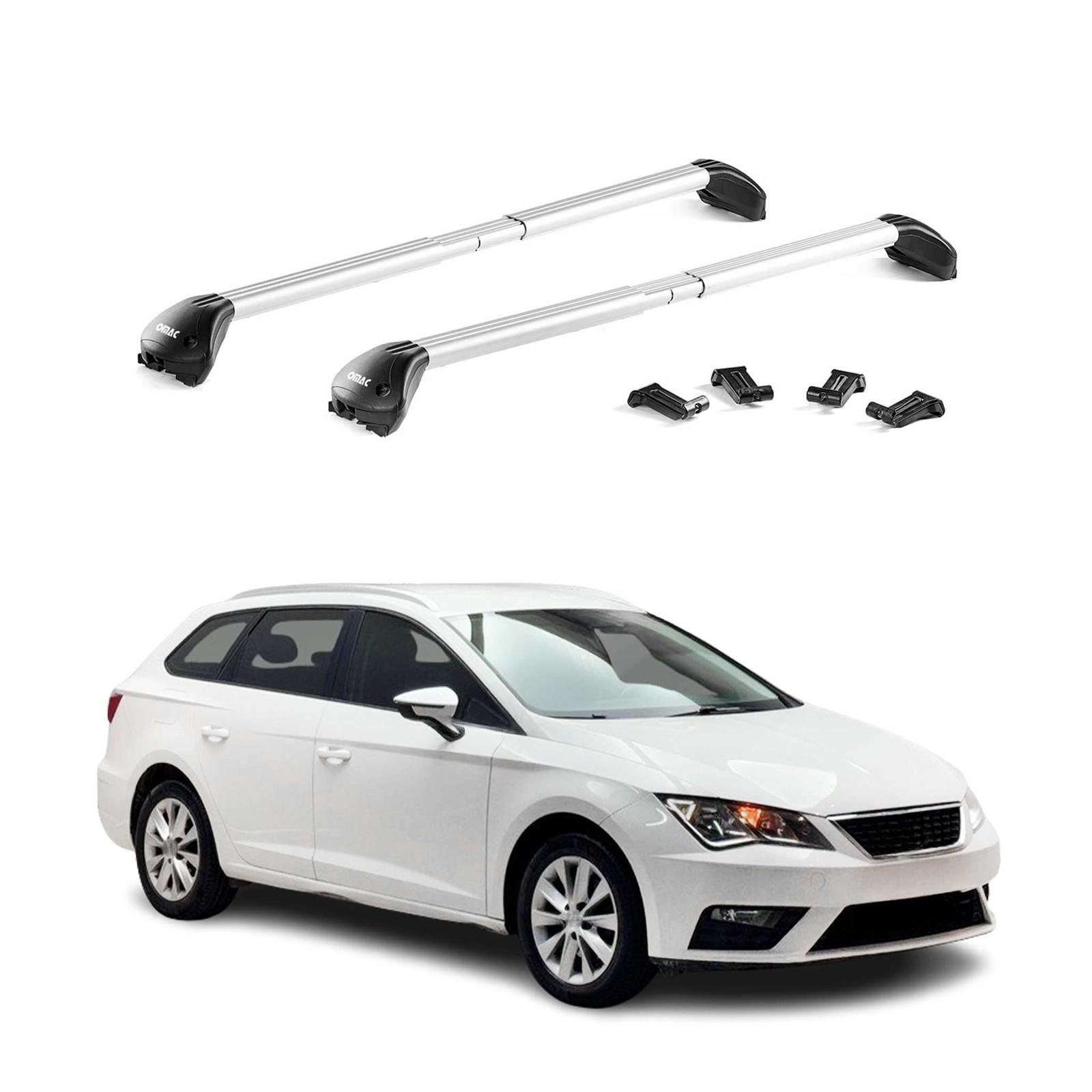Barres de toit Seat Leon Break 5F alu gris galerie transversale