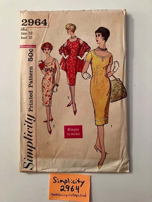 Simplicity 2964 Vintage Misses One Piece Dress & Stole Size 10 Bust 31 Uncut