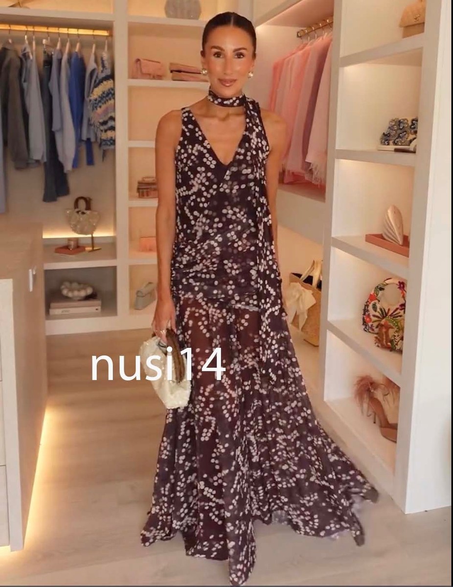 ZARA NEW WOMAN SCARF V-NECK LONG DOTTED TULLE DRESS BROWN ECRU S-L 5039/265/087 | eBay ZARA NEW WOMAN SCARF V-NECK LONG DOTTED TULLE DRESS BROWN ECRU S-L 5039/265/087 | eBay