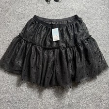 Cat Jack Girls Tutu Skirt Black Glitter Sparkle Polka Dot Tulle Tiered XL-14 NWT