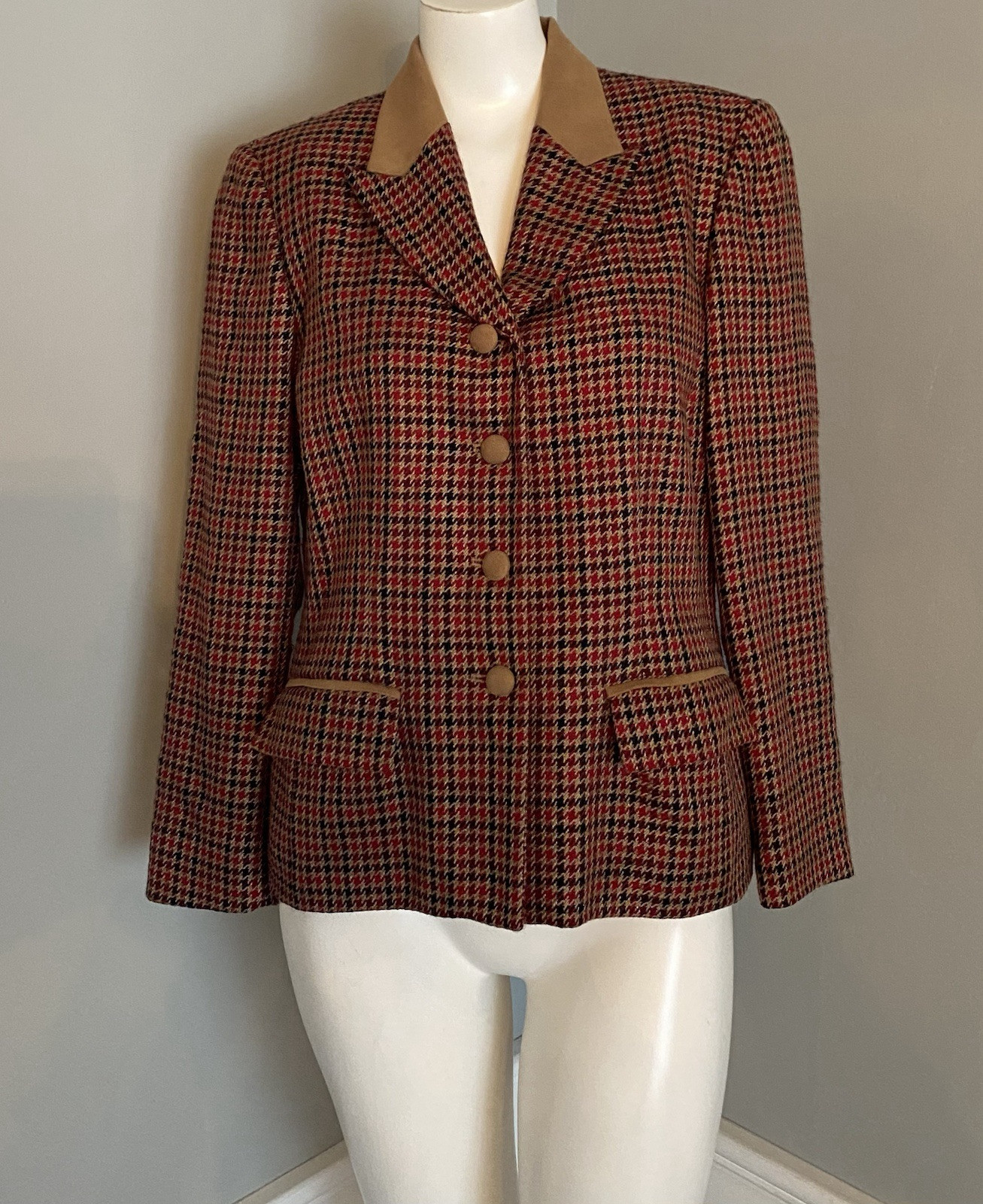 Pendleton Petites Wool Blend Houndstooth Blazer L… - image 8