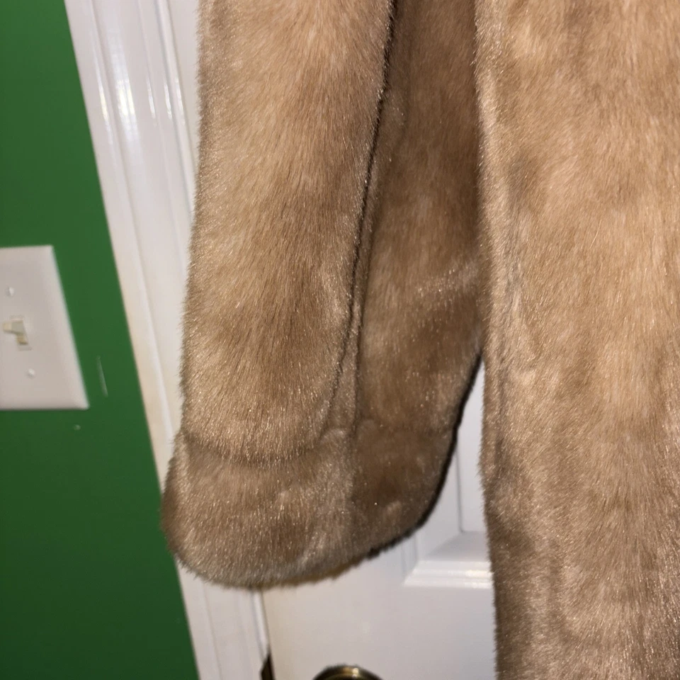 Abrigo Tissavel MIDCENTURY MODERNO AUTÉNTICO ELEGANTE FAUX Piel Beige 10-12 Foto 3 de 4