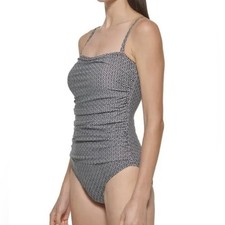 DKNY Brand new size small swimsuit spf/upf protection black white one piece