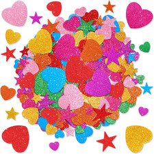 864 Pcs Heart Stickers Self-Adhesive Foam Star Heart Shapes Stickers 3 Sizes 8 C