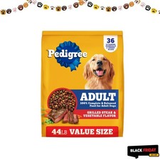 Pedigree Complete Nutrition Adult Dry Dog Food Grilled Steak Vegetable 44lb