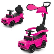 3 in 1 Ride on Push Car Mercedes Benz G350 Stroller Sliding Car w/ Canopy Pink