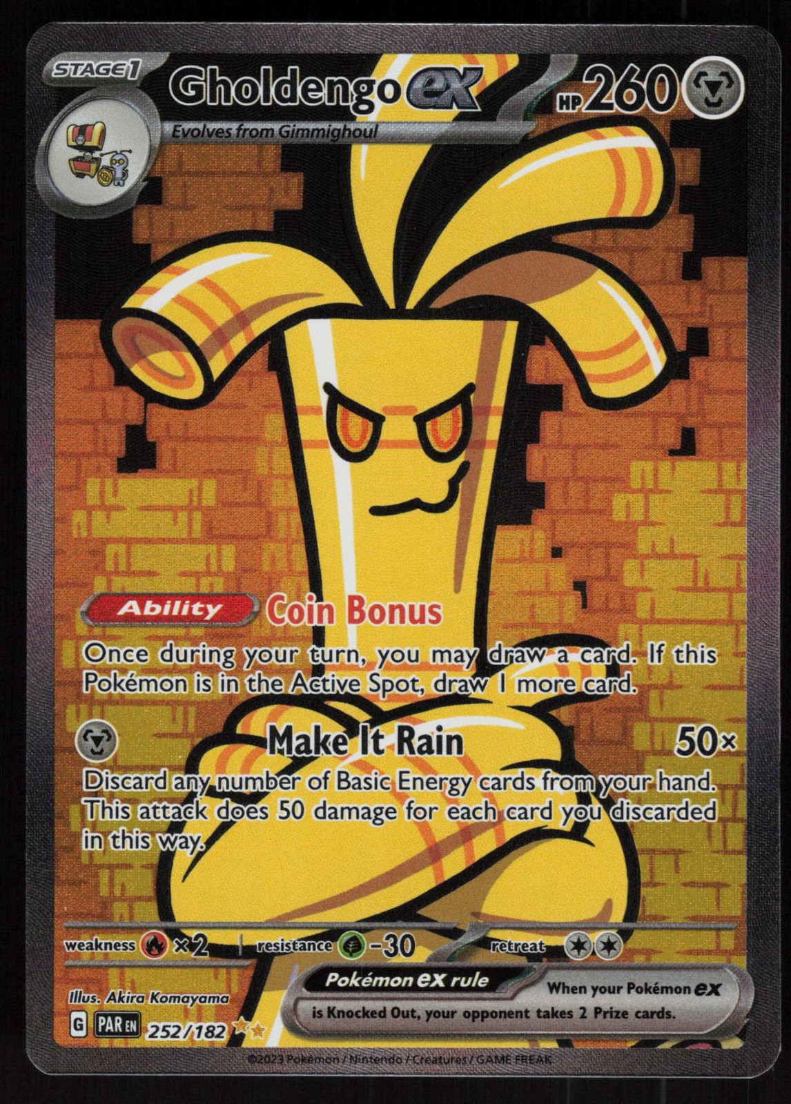 Gholdengo ex 252/182 Special Illustration Rare Paradox Rift Pokemon - PQ