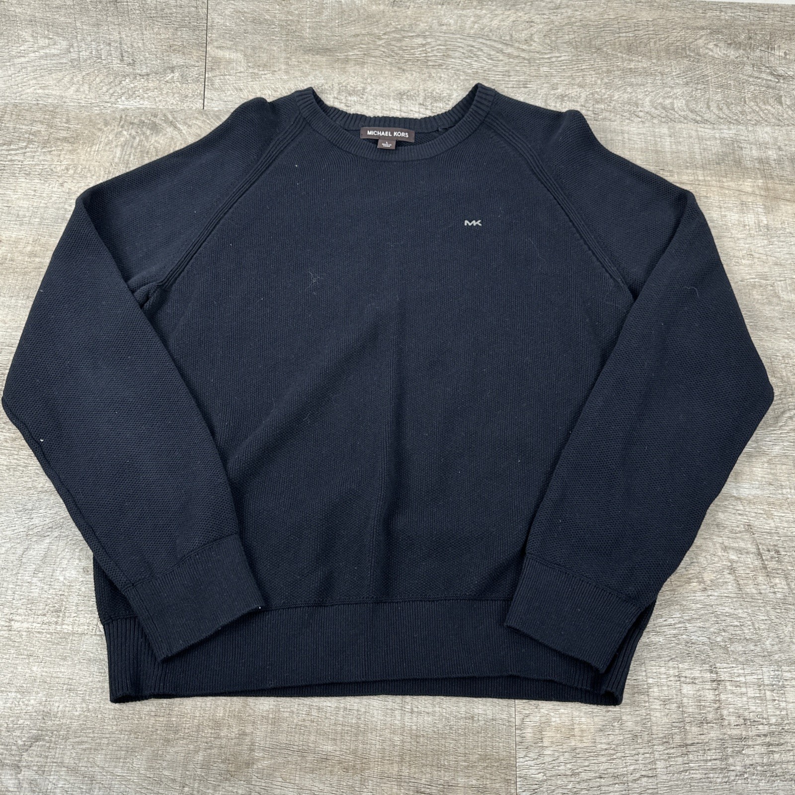 Michael Kors Men's Raglan Sleeve Knit Sweater - Navy Blue - Size Large