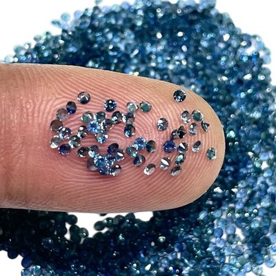 Selene Gems 50 Natürliche Ceylon-Blau-Saphir 1,4 mm Rund Brillant Cut Edelsteine
