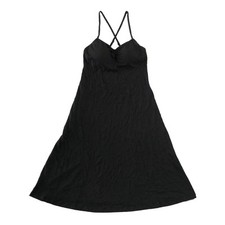 Uniqlo Dress Womens Size M Black Padded Bra Adjustable Tank Fit And Flare Midi