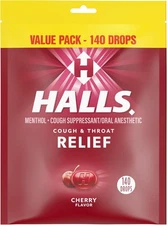 Halls Relief Cherry Cough Drops, Value Pack, 140 Drops