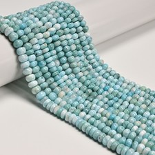 Natural Larimar Smooth Rondelle Beads 4x6mm 4-5x6-7mm 4-5x7mm 4-5x8mm 15.5" Strd