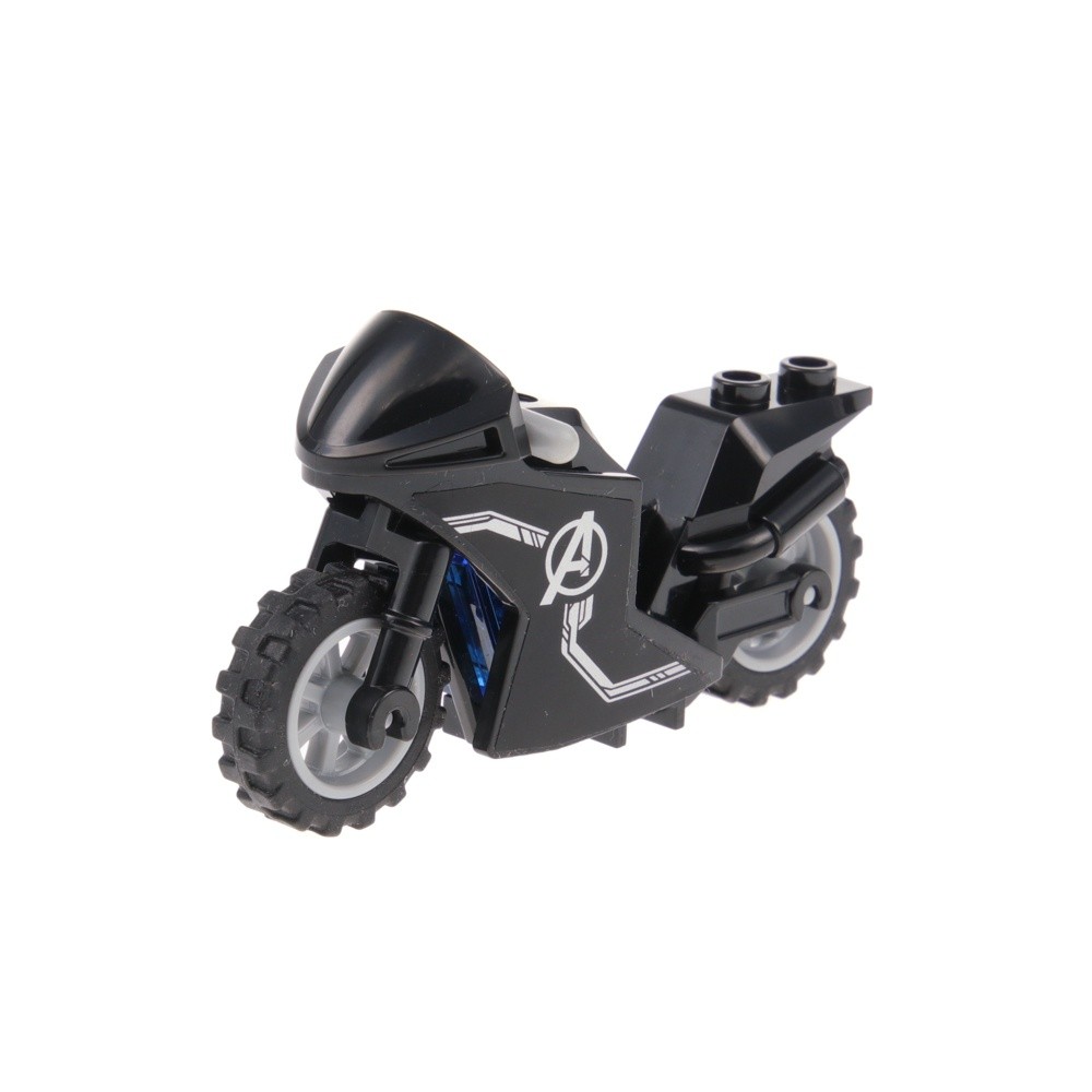 1x LEGO Motorcycle Sport Black Sticker Avengers Logo Wheels Grey 18896 18895pb04